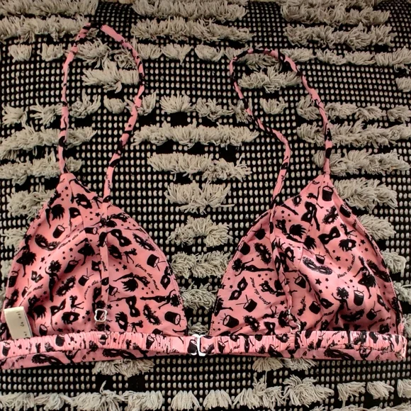 FLEUR DU MAL Luxe Triangle-cup Bra In Pink Carnival Print Size Medium